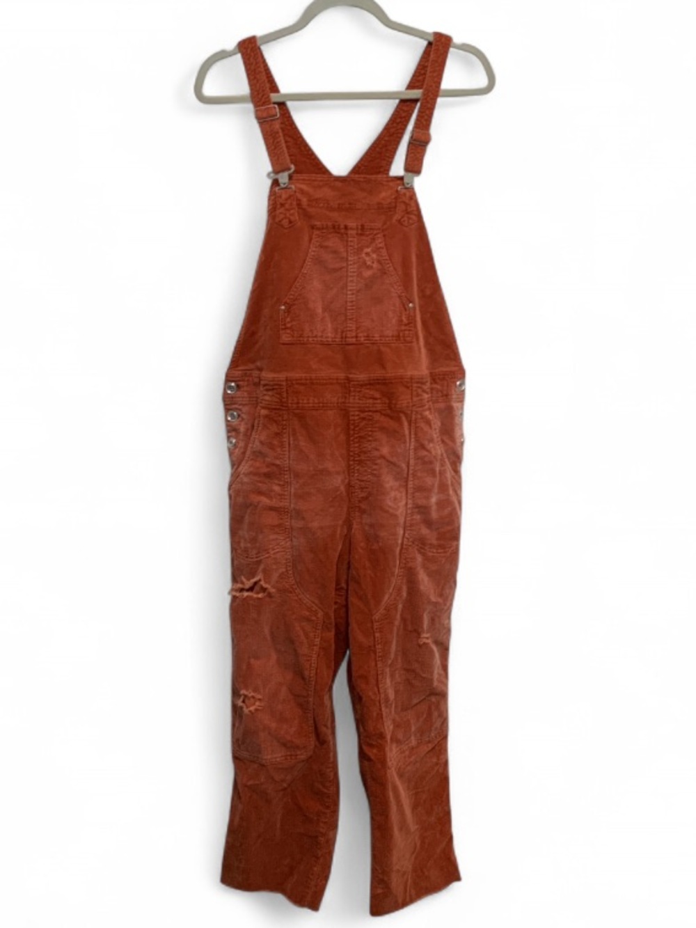 Pilcro Anthropologie Wanderer Orange Distressed Corduroy Overalls